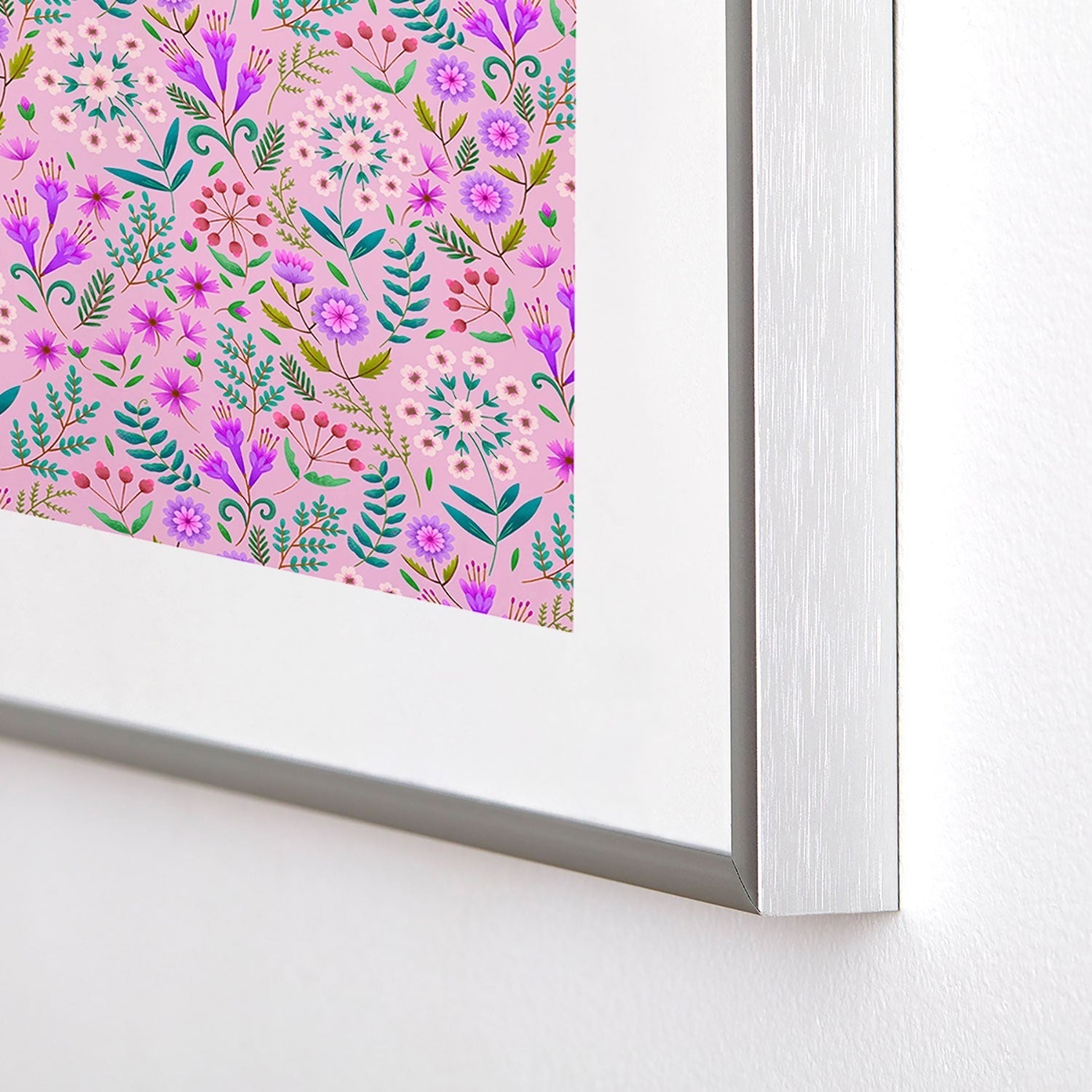 Pimlada Phuapradit Ditsy Purple Floral Half Drop Metal Framed Art Print