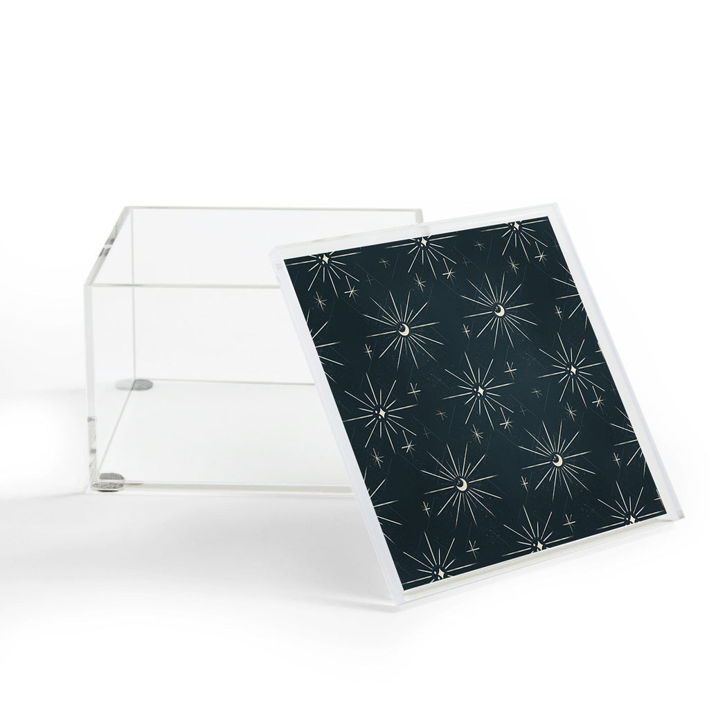 Little Om Pattern Little Moon navy Acrylic Box