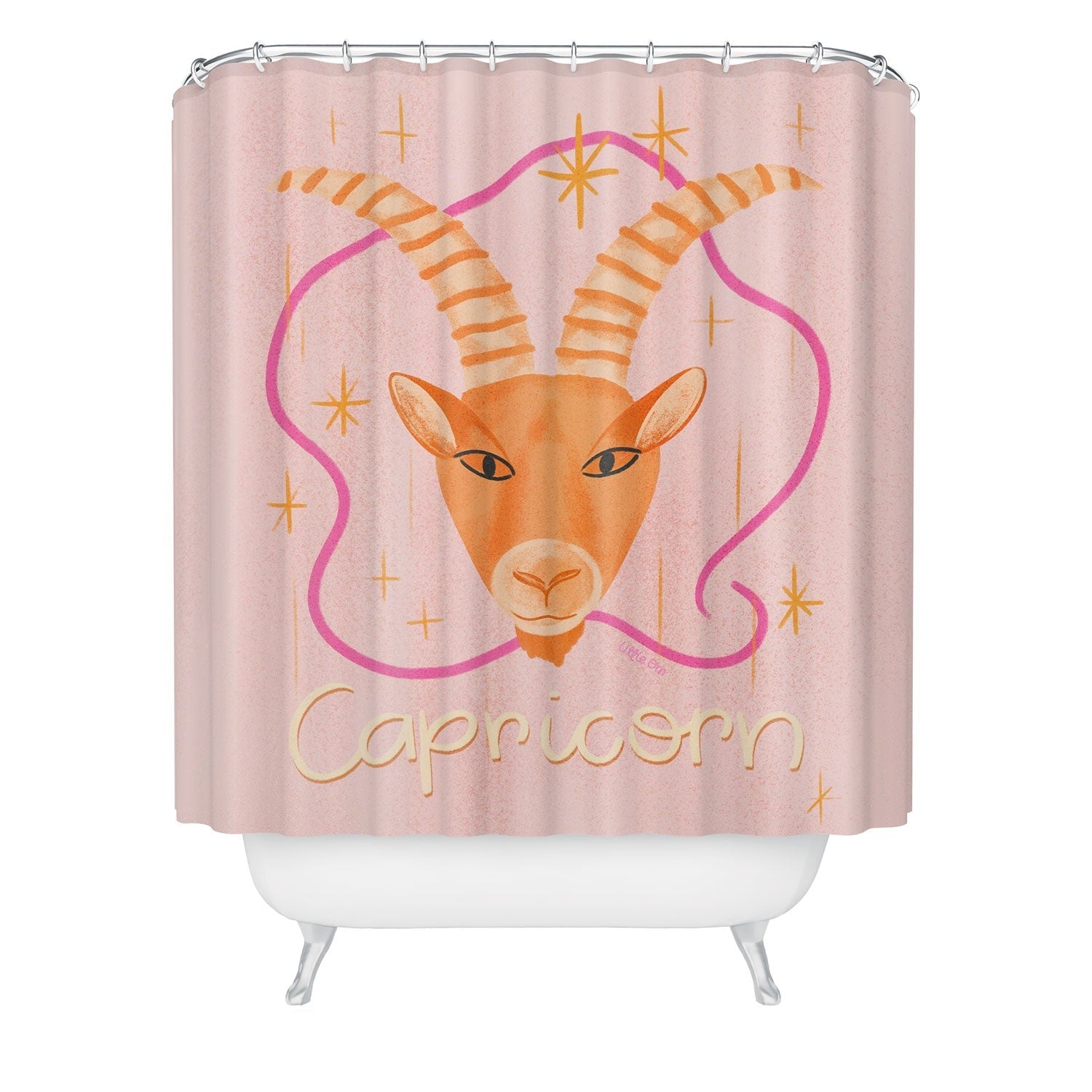 Little Om Zodiac Sign Capricorn Shower Curtain
