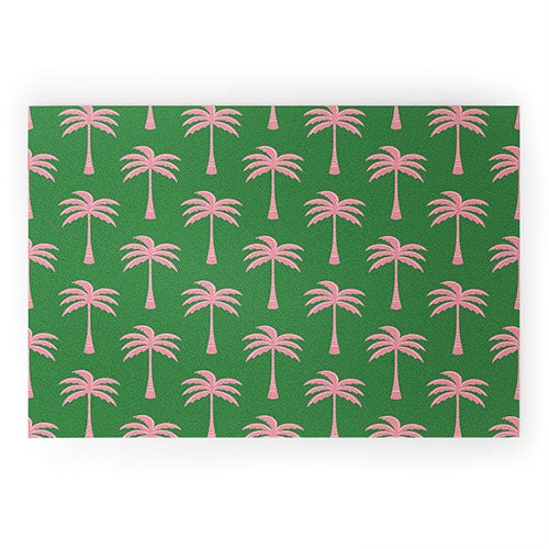 Design by Spark Pink Palm Tree Oasis Welcome Mat