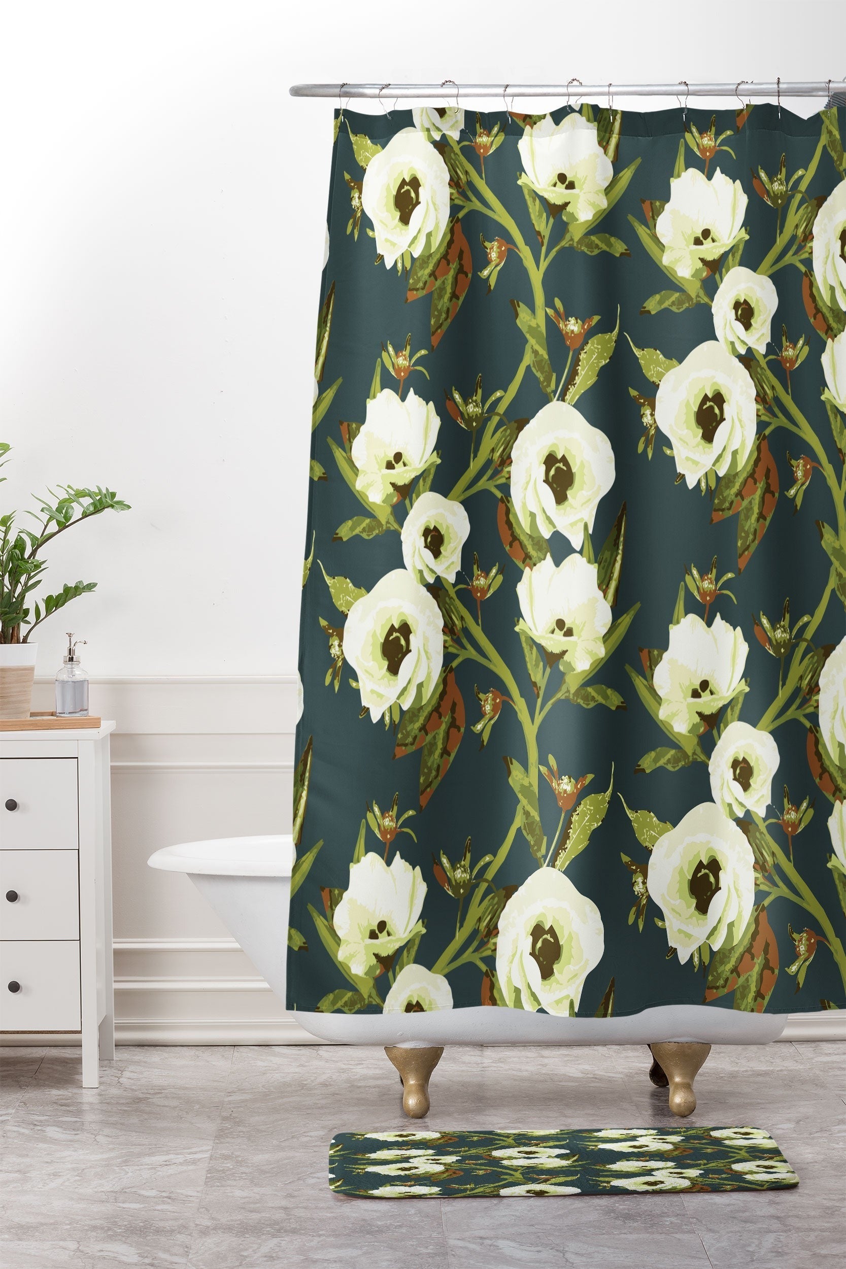 ThirtyOne Illustrations Circa in Olive Memory Foam Bath Mat