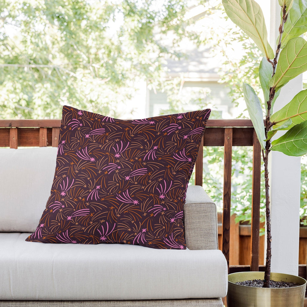 Little Om Pattern Shooting Stars plum Outdoor Throw Pillow