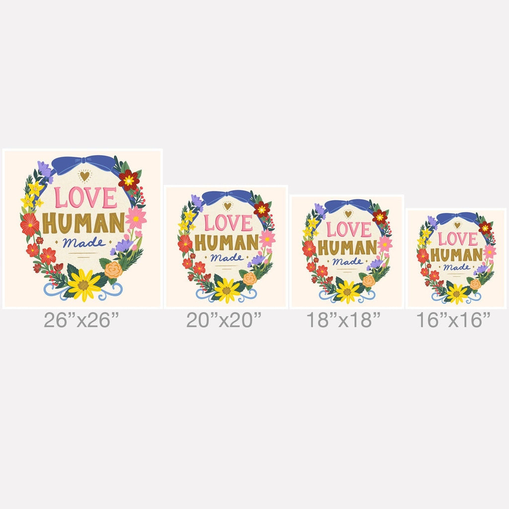 Design by Spark Love Human Made Floral Wreath Outdoor Throw Pillow