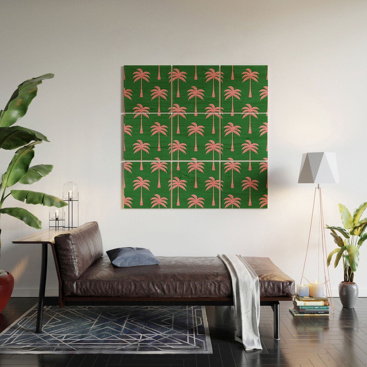 Design by Spark Pink Palm Tree Oasis Wood Wall Mural