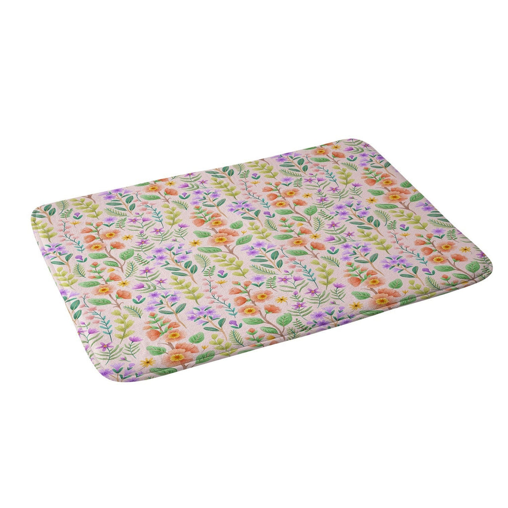 Pimlada Phuapradit Ditsy Spring Floral Memory Foam Bath Mat