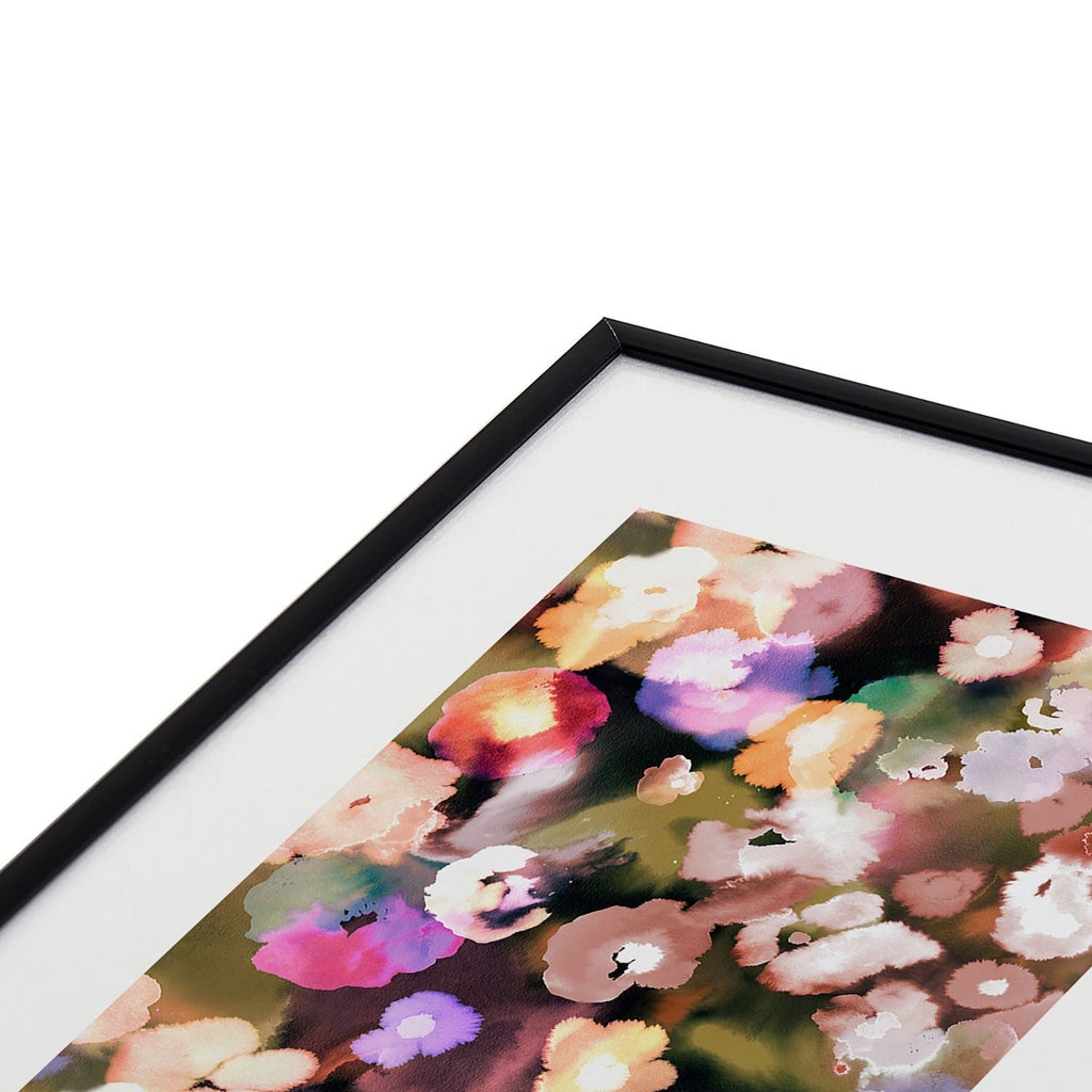Ninola Design Botanic Retreat Ombre Abstract Watercolor Flowers Pink gold Metal Framed Art Print