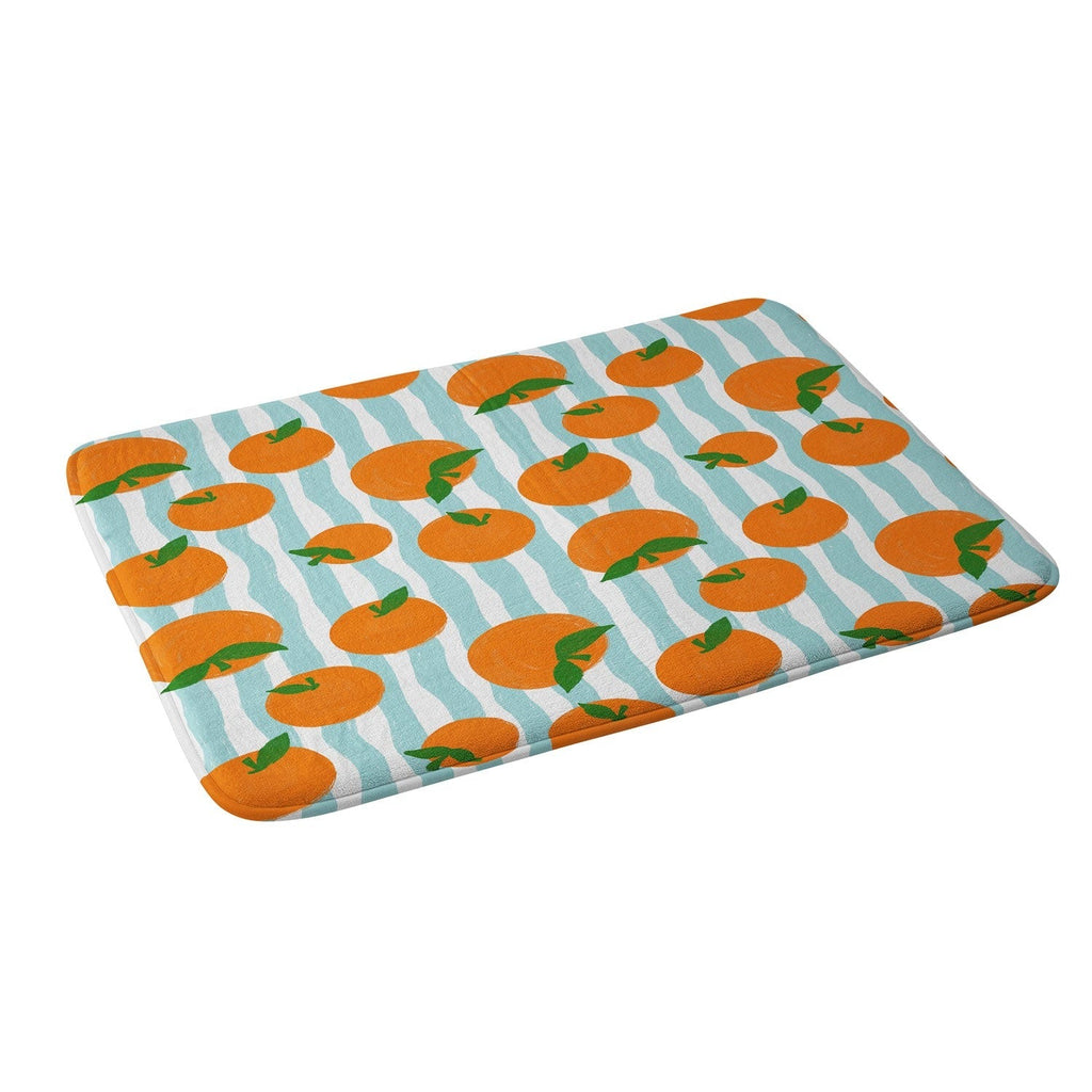 Design by Spark Zesty Oranges and Stripes Memory Foam Bath Mat