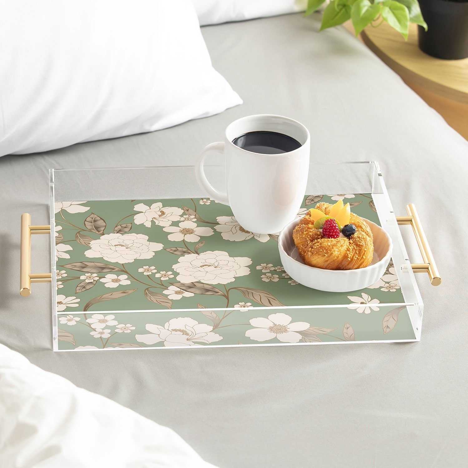 Gabriela Fuente Olive Floral Roberta Acrylic Tray