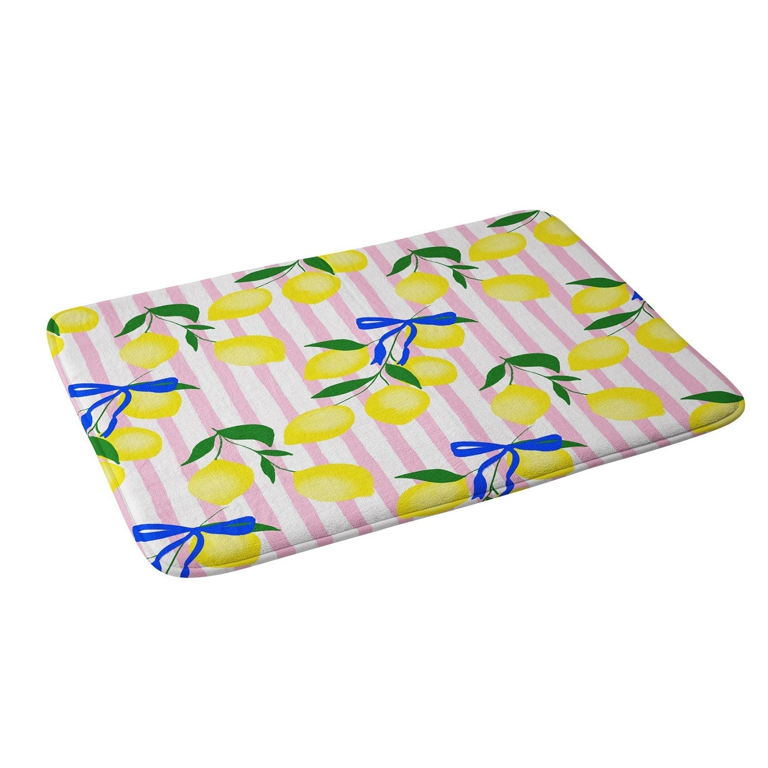 Design by Spark Zesty Lemons and Stripes Memory Foam Bath Mat