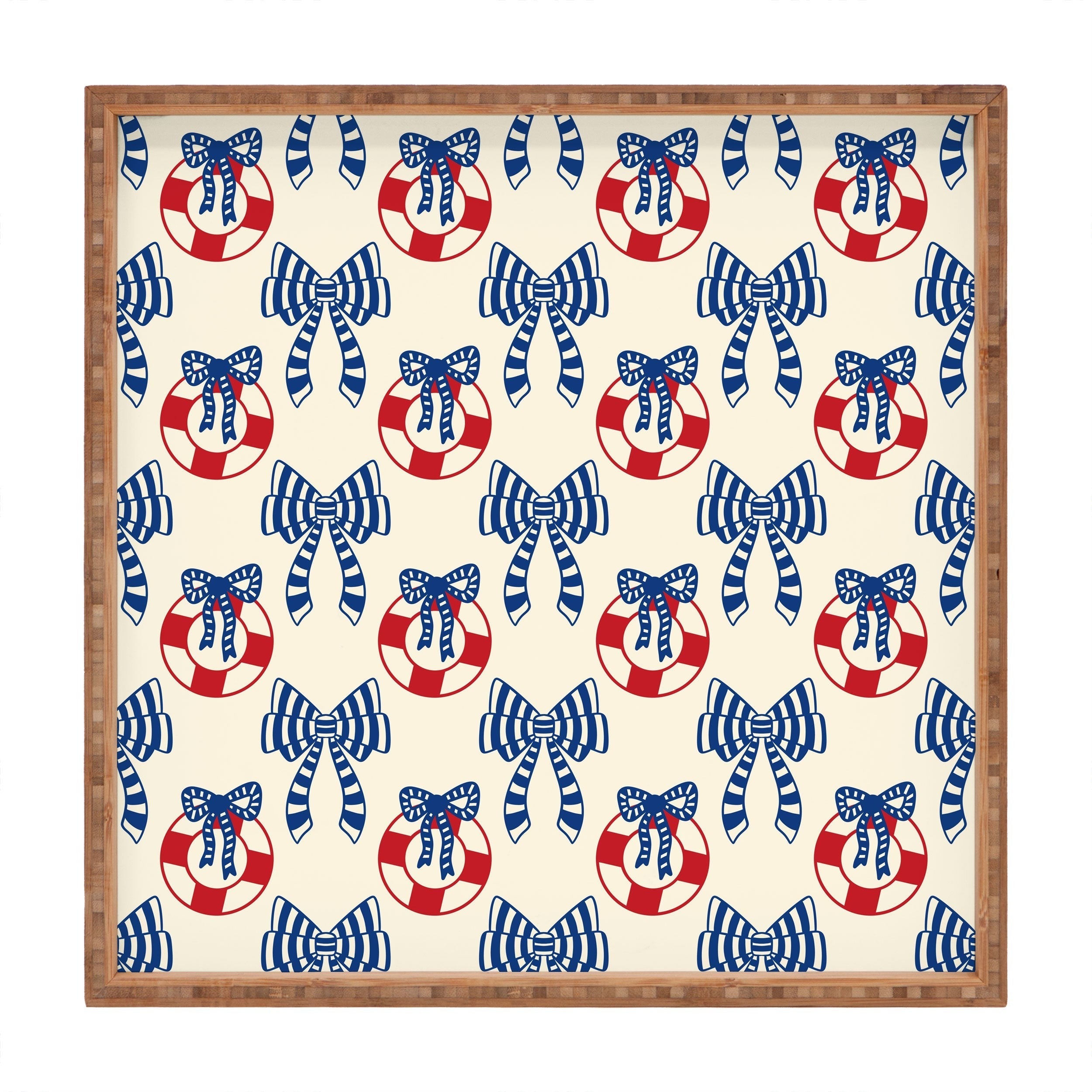 Design by Spark Nautical Christmas Bows Square Tray