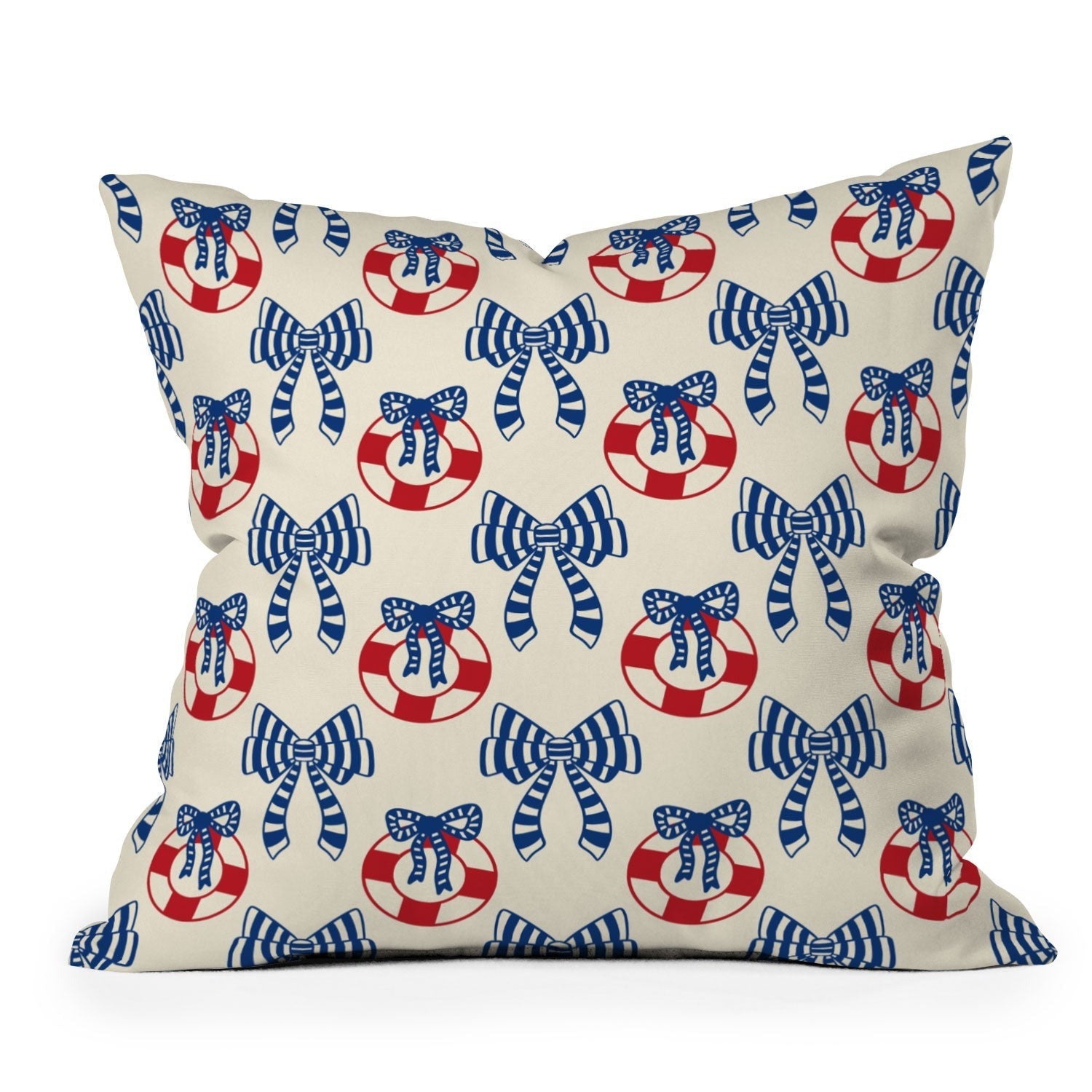 Design by Spark Nautical Christmas Bows Outdoor Throw Pillow