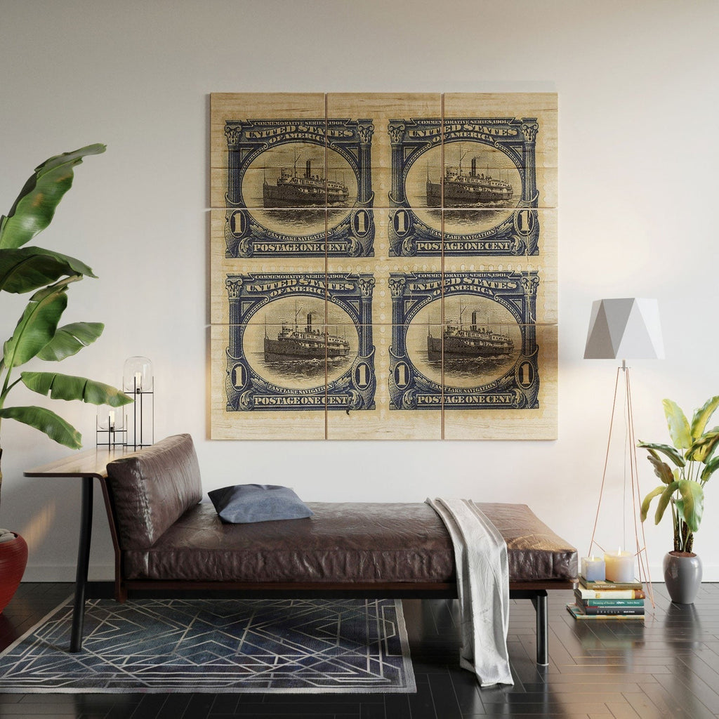 DENY Designs 1901 1c Fast Lake Navigation Stamps Wood Wall Mural