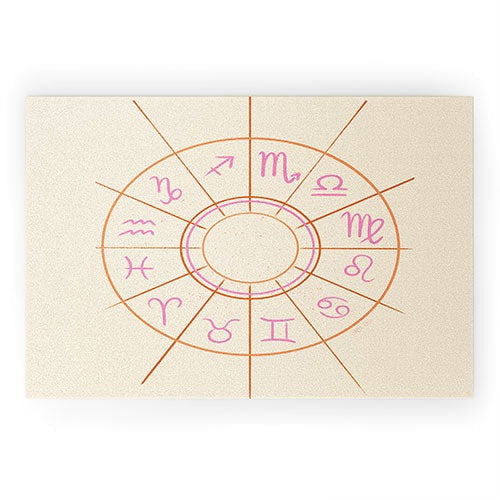 Little Om Zodiac Signs cream Welcome Mat