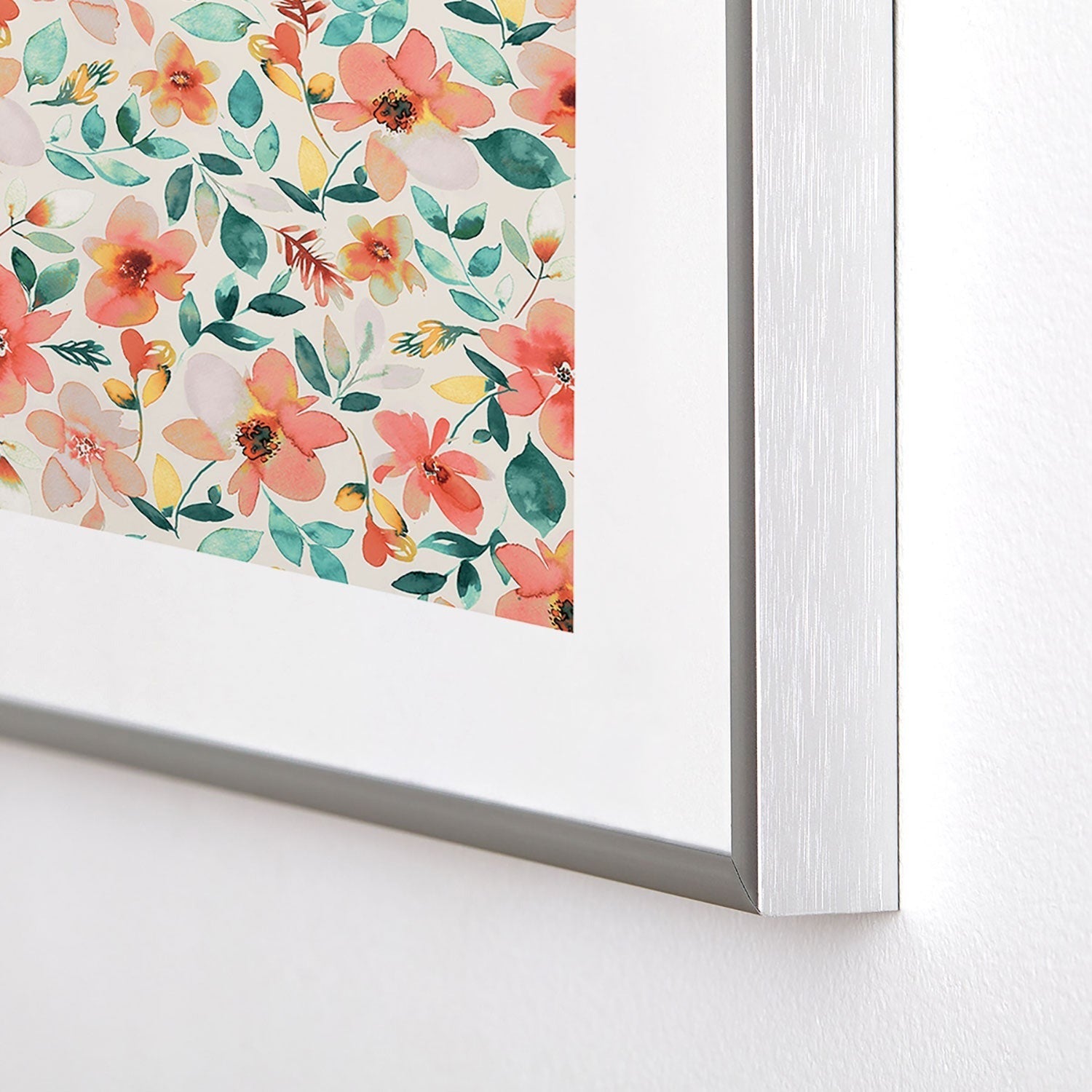 Ninola Design Botanic Retreat Tropical Whimsical Flowers Coral Green Metal Framed Art Print