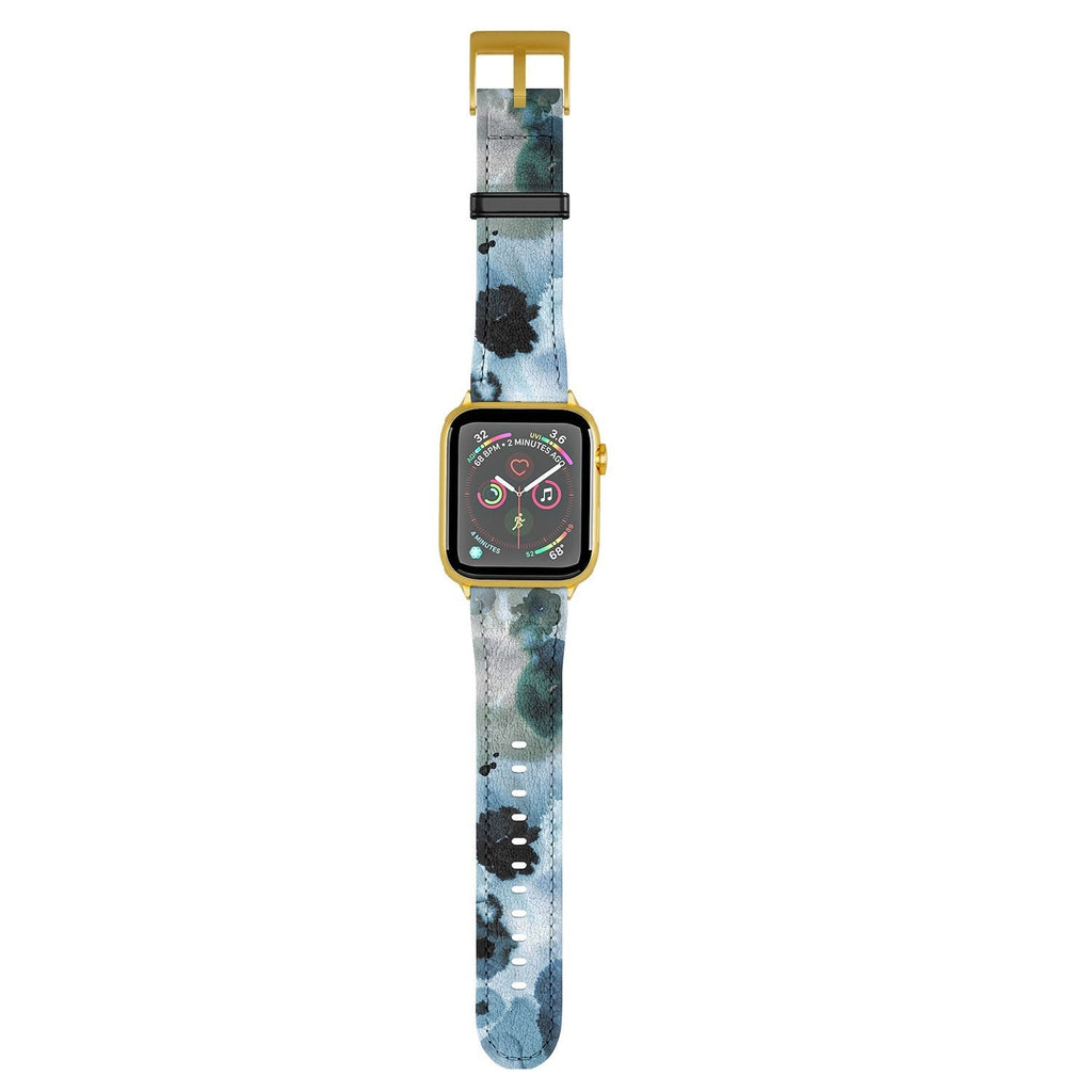 Ninola Design Botanic Retreat Ombre Abstract Watercolor Flowers Blue Navy Apple Watch Band