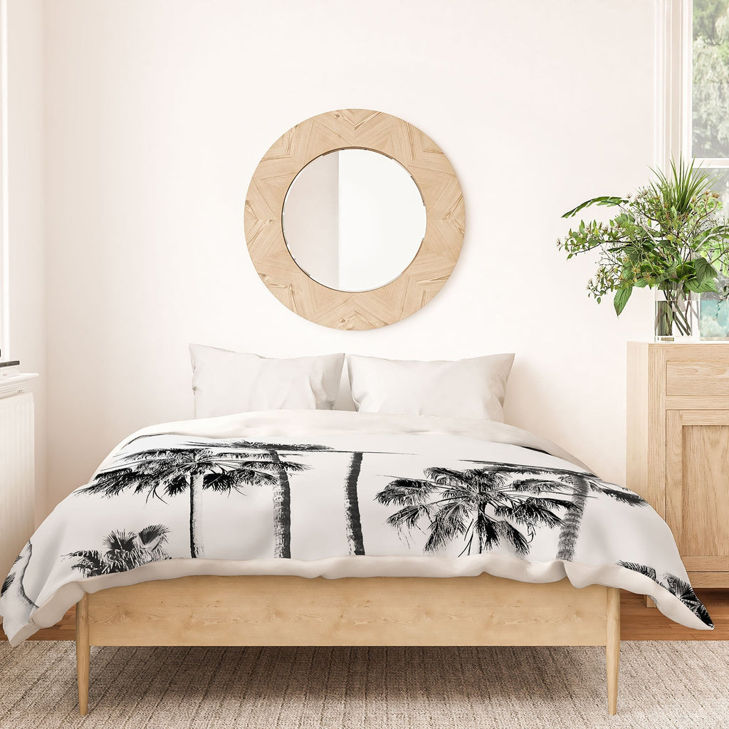 Gal Design Black And White Palms Duvet Cover