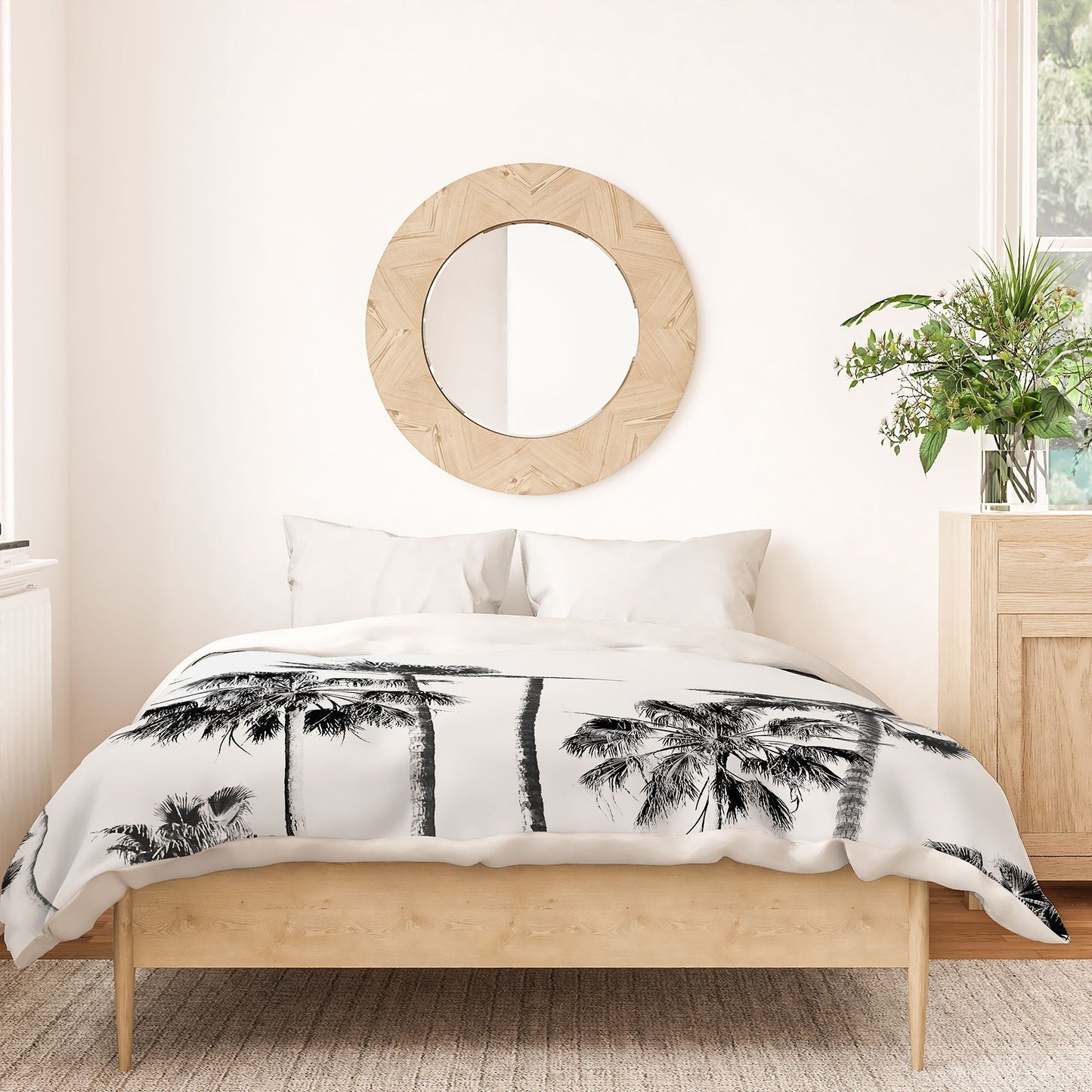 Gal Design Black And White Palms Duvet Cover