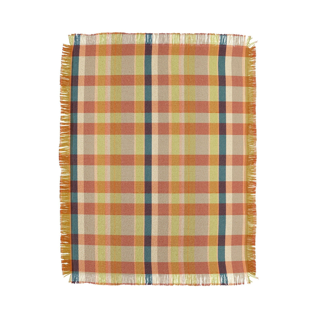 Marta Barragan Camarasa Retro Picnic Plaid Warm Tones Throw Blanket