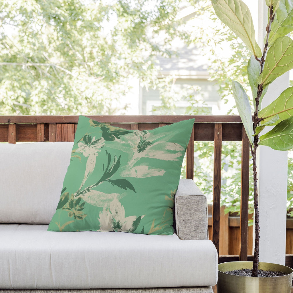 Gabriela Fuente Emma Green Outdoor Throw Pillow