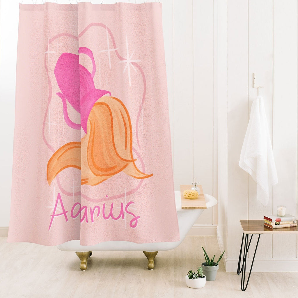 Little Om Zodiac Sign Aquarius Shower Curtain