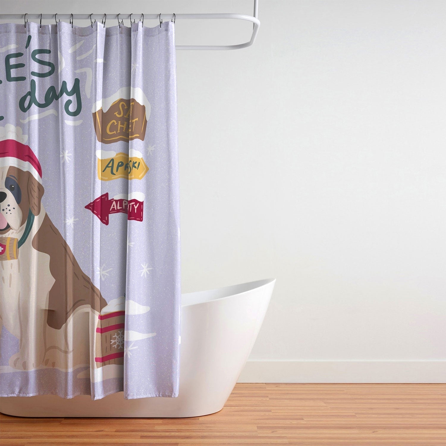 Design by Spark St Bernard Apres All Day Shower Curtain
