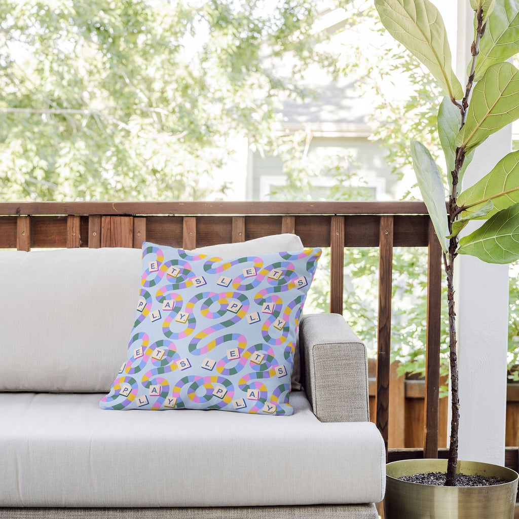 Design by Spark Scrabble Board Game Night Outdoor Throw Pillow