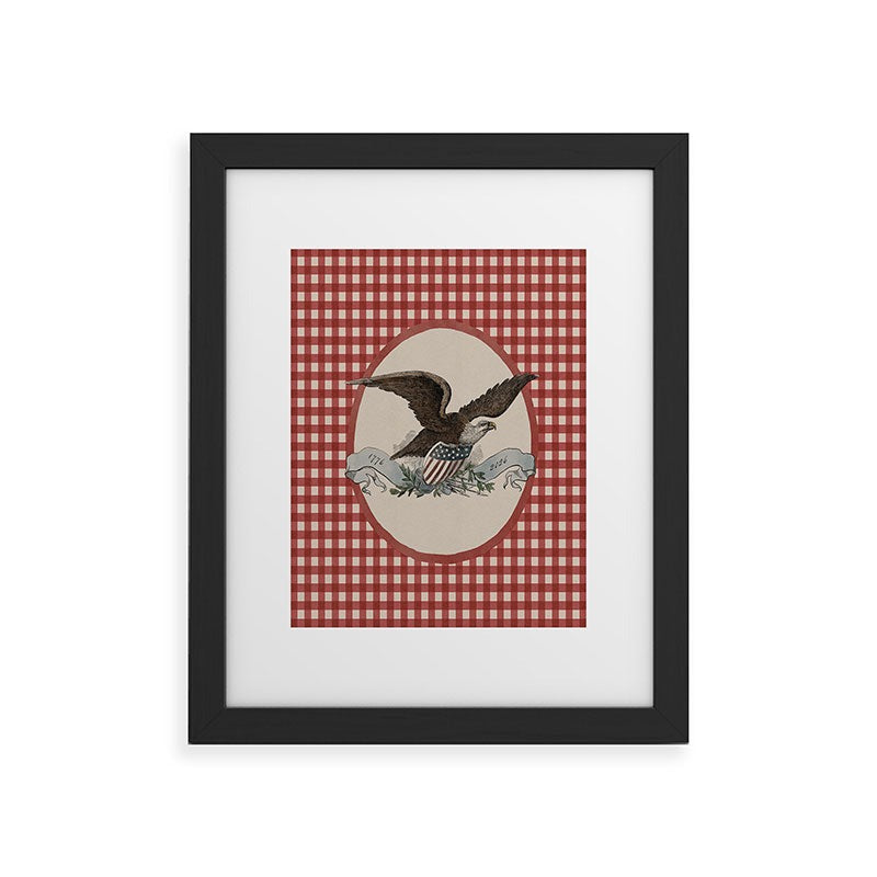 DENY Designs Gingham Eagle Framed Art Print