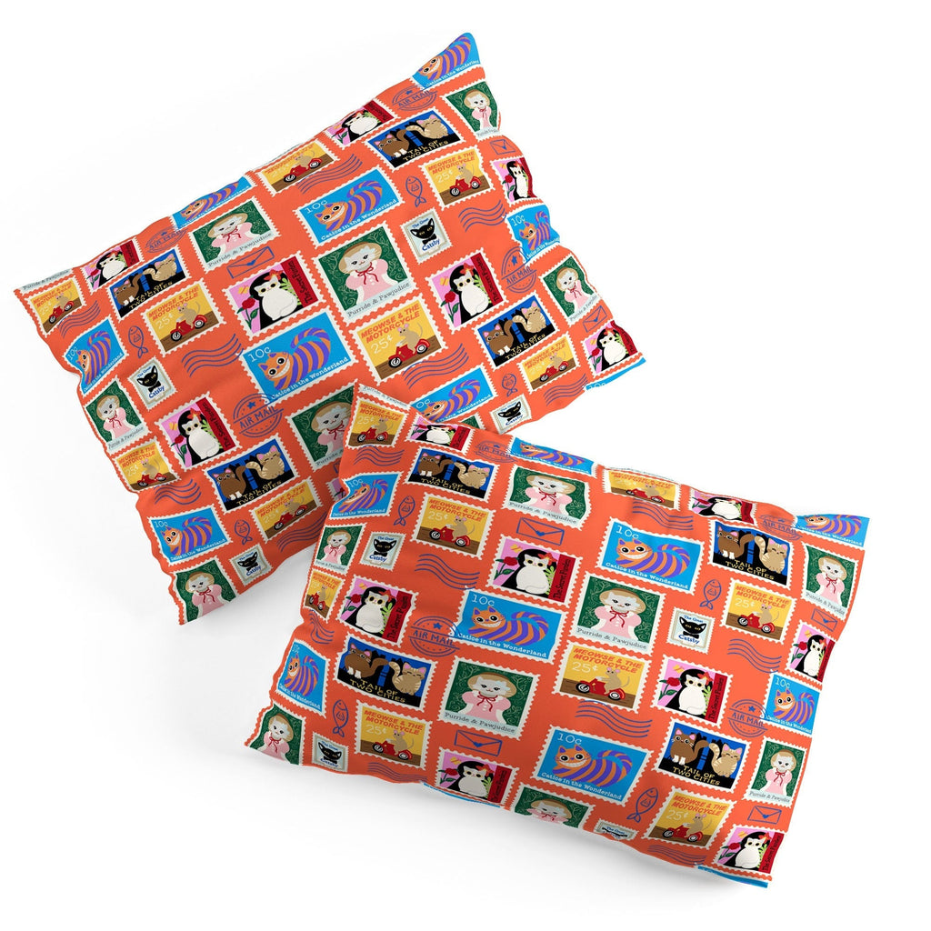 Design by Spark Classic Book Cat Stamps Pillow Shams