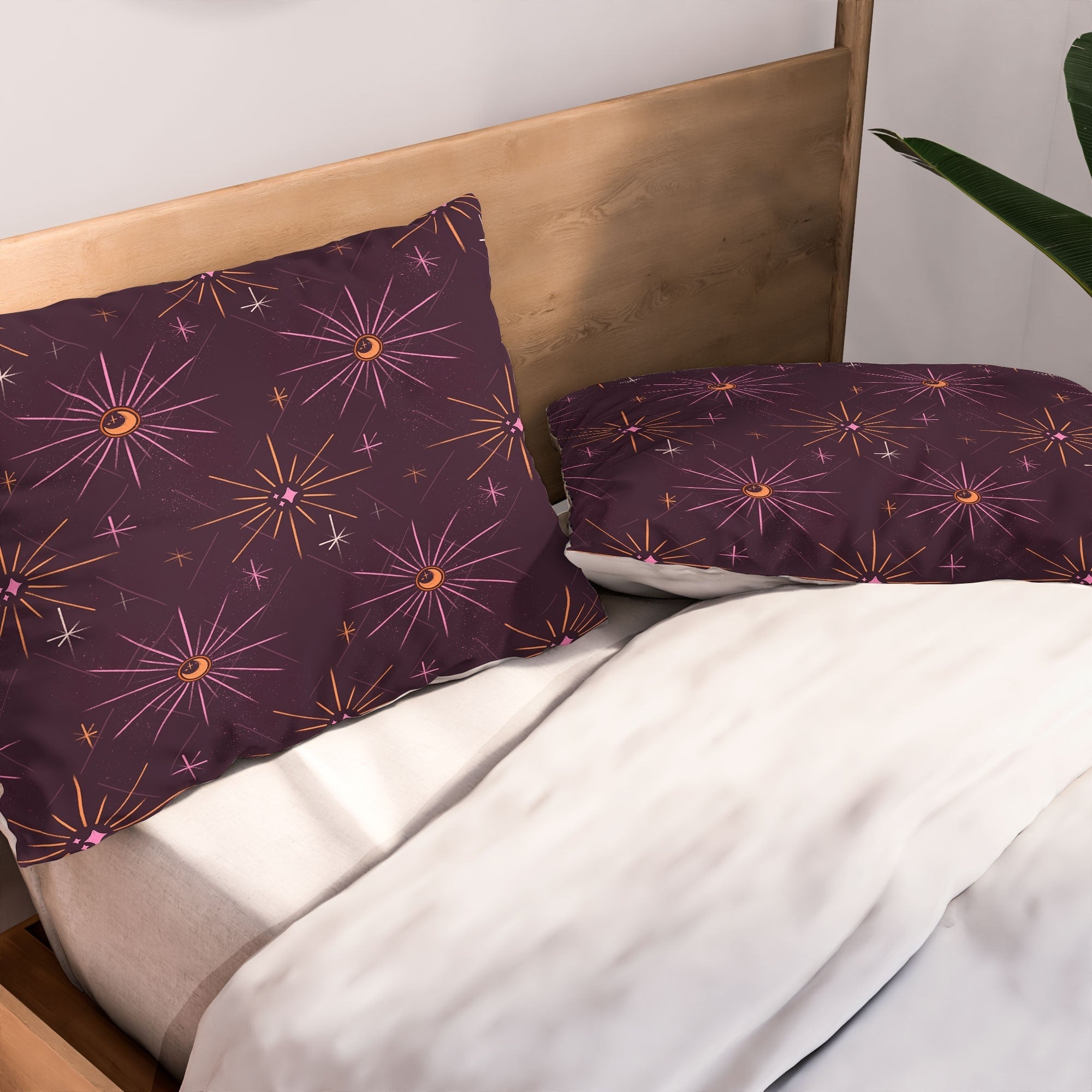 Little Om Pattern Little Moon plum Pillow Shams