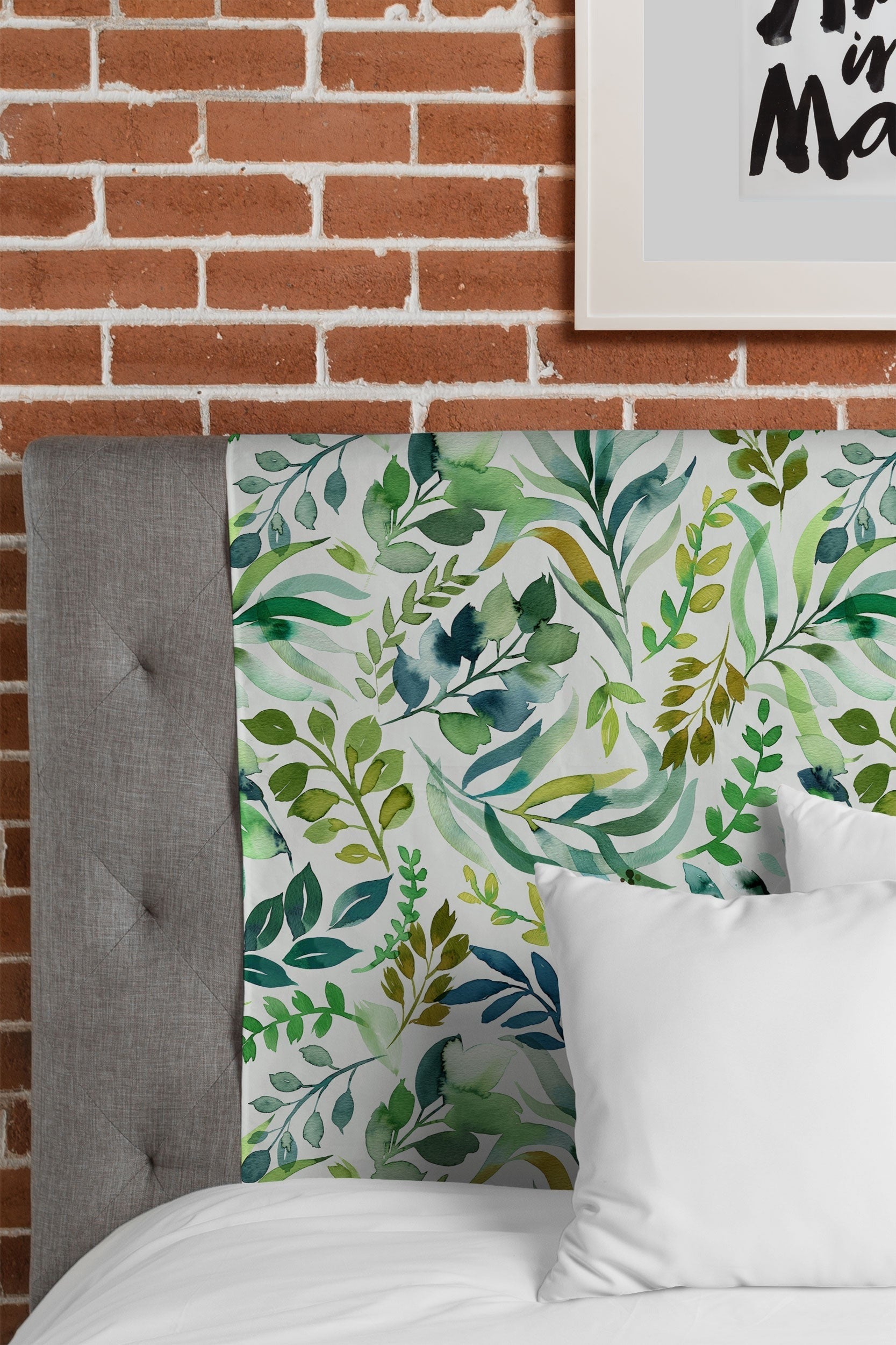 Ninola Design Botanic Retreat Loose Botanical Leaves Watercolor Green Tapestry