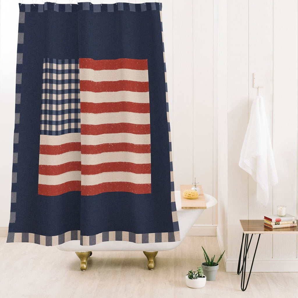DENY Designs Gingham Flag Shower Curtain