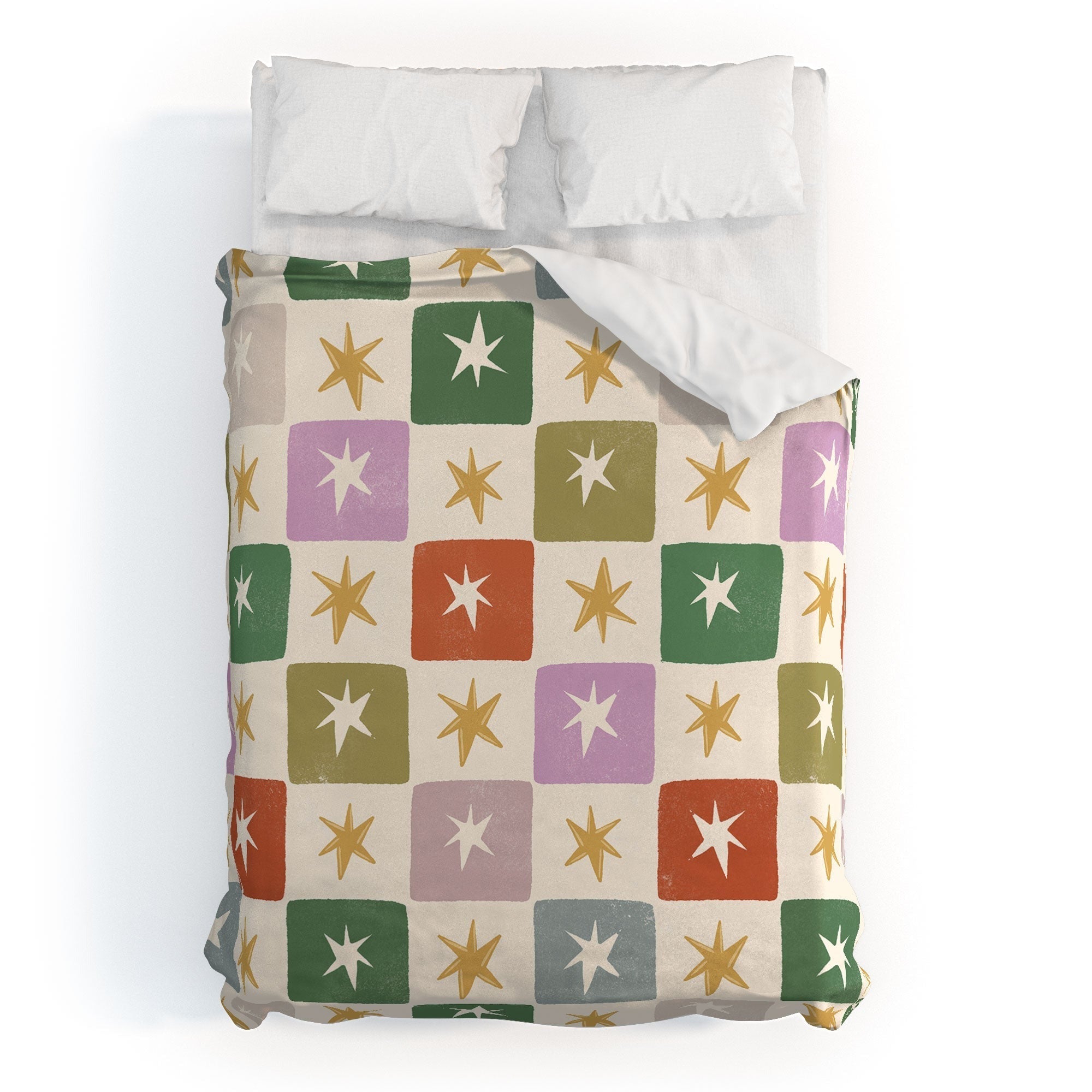 LouBruzzoni Retro Star Block Pattern Duvet Cover