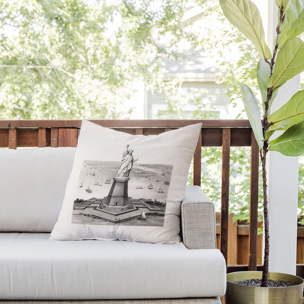 DENY Designs Vintage Lady Liberty Outdoor Throw Pillow