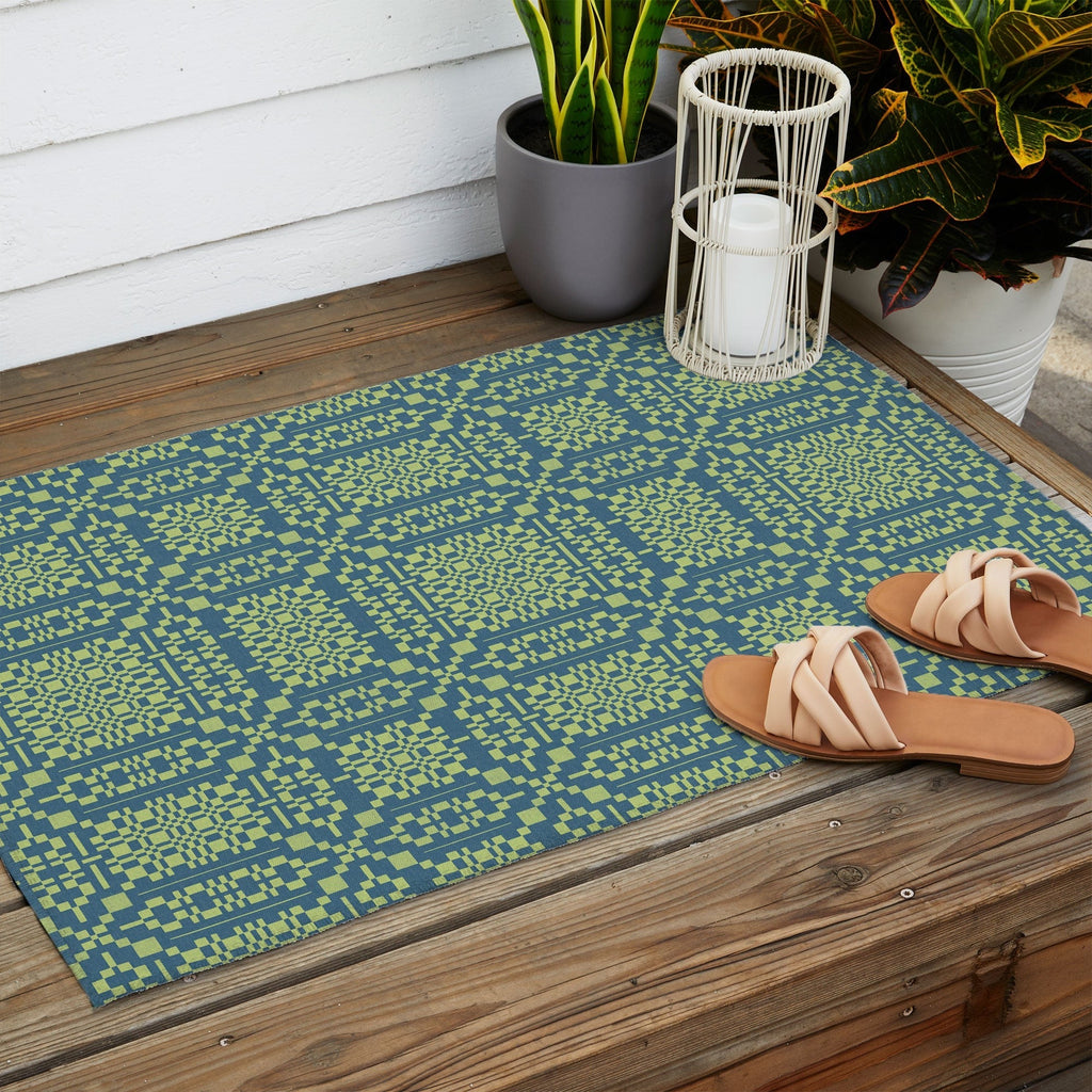 Marta Barragan Camarasa Nostalgic Grid Design Outdoor Rug