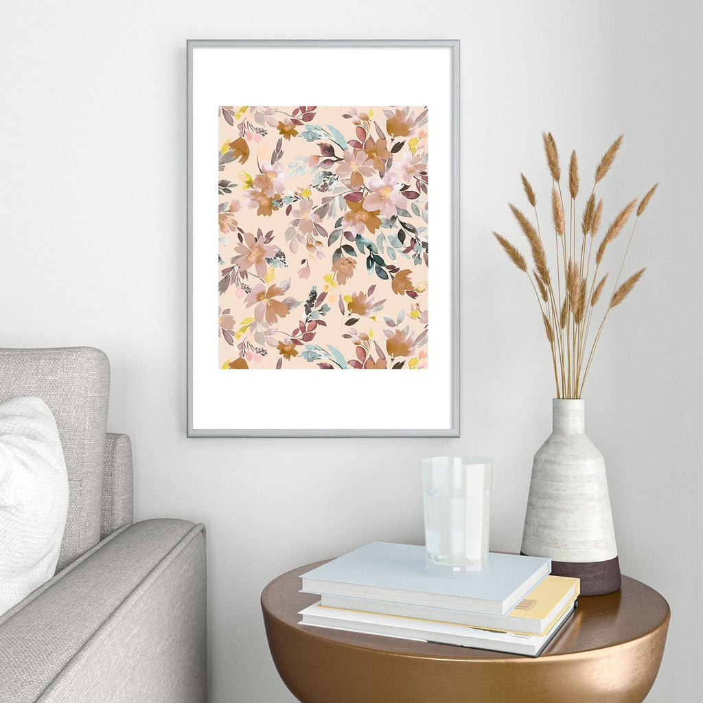 Ninola Design Botanic Retreat Floral Oleander Whimsical Soft Pink Metal Framed Art Print