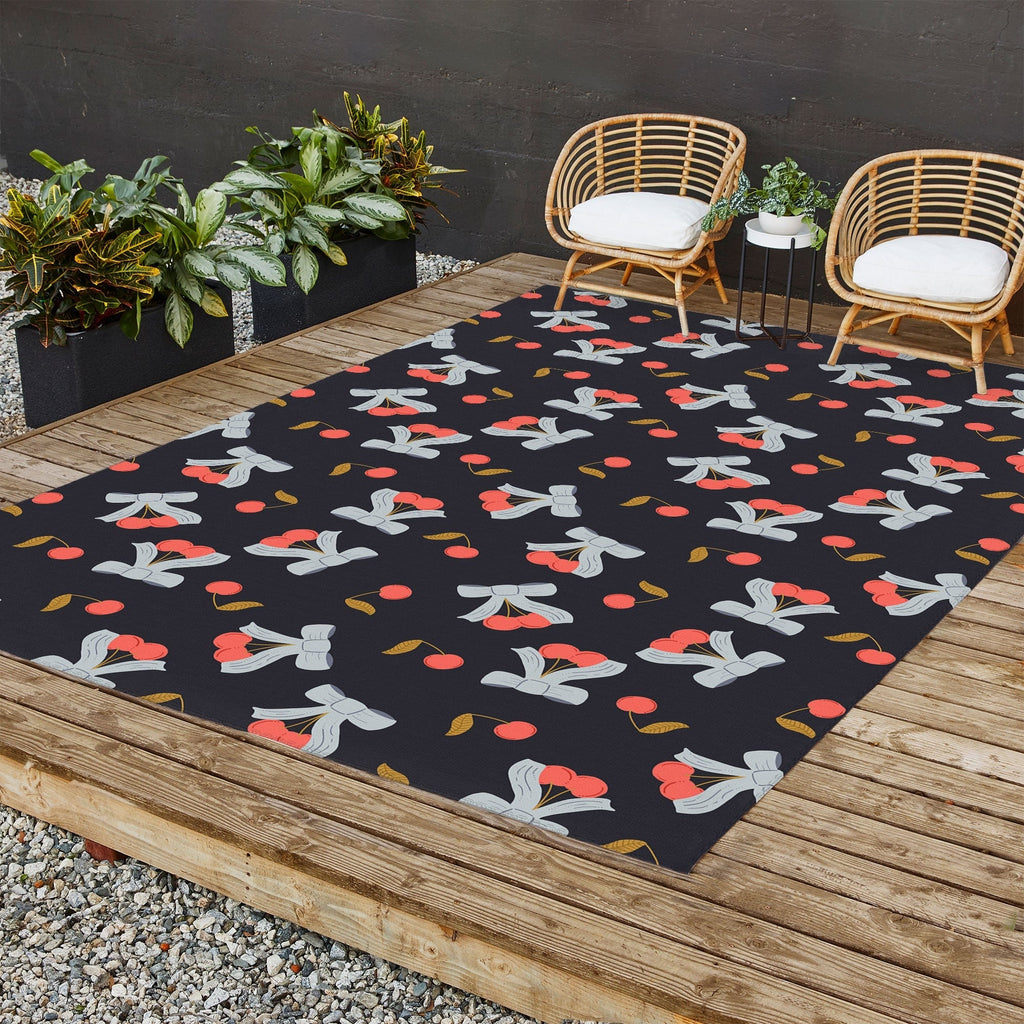 Jennifer Labre Cherries and Bows Outdoor Rug