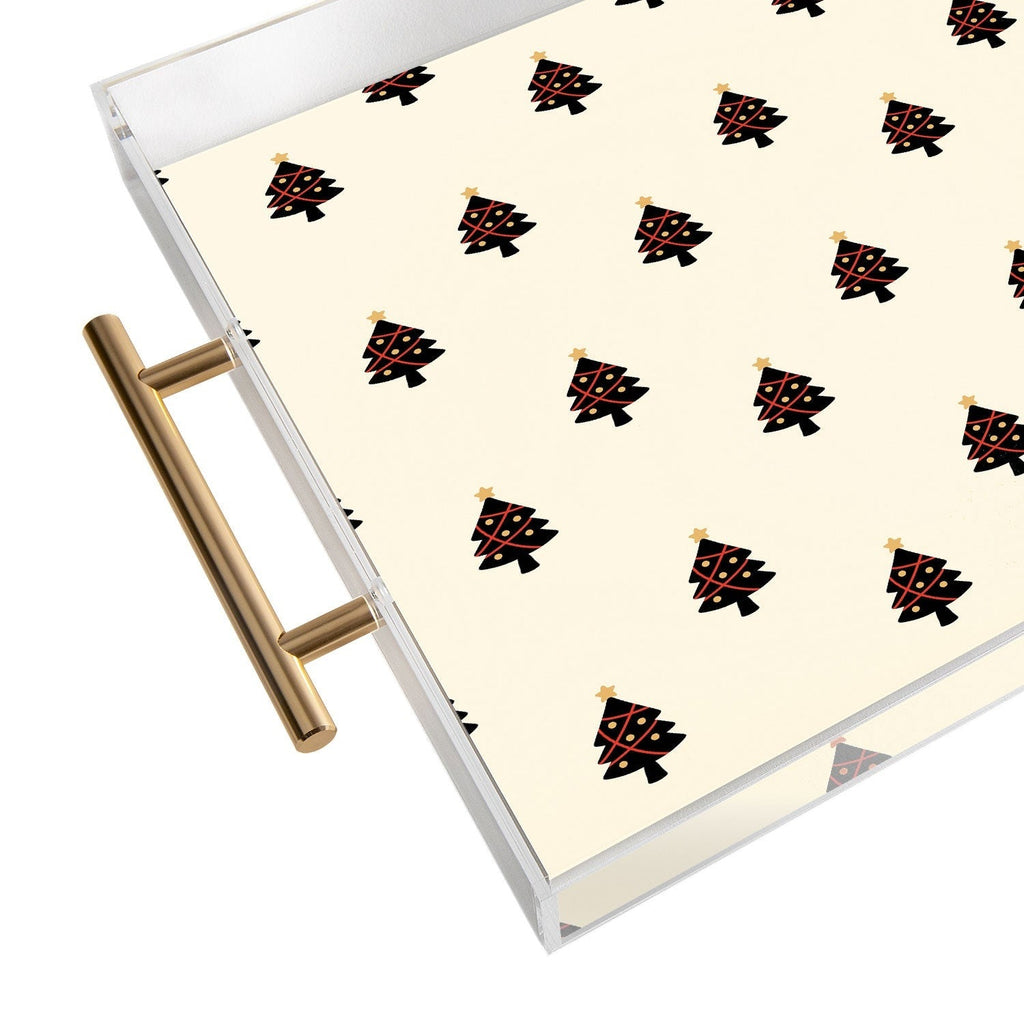 Design by Spark Black And Gold Christmas Tree Acrylic Tray