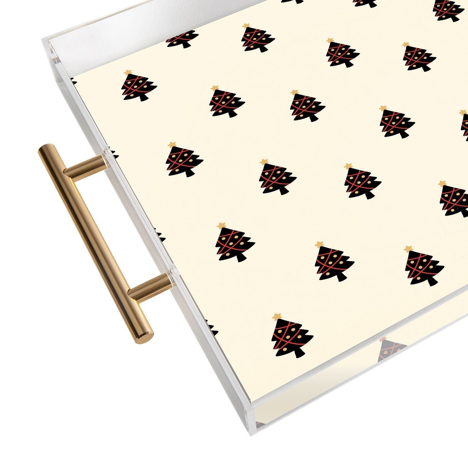 Design by Spark Black And Gold Christmas Tree Acrylic Tray