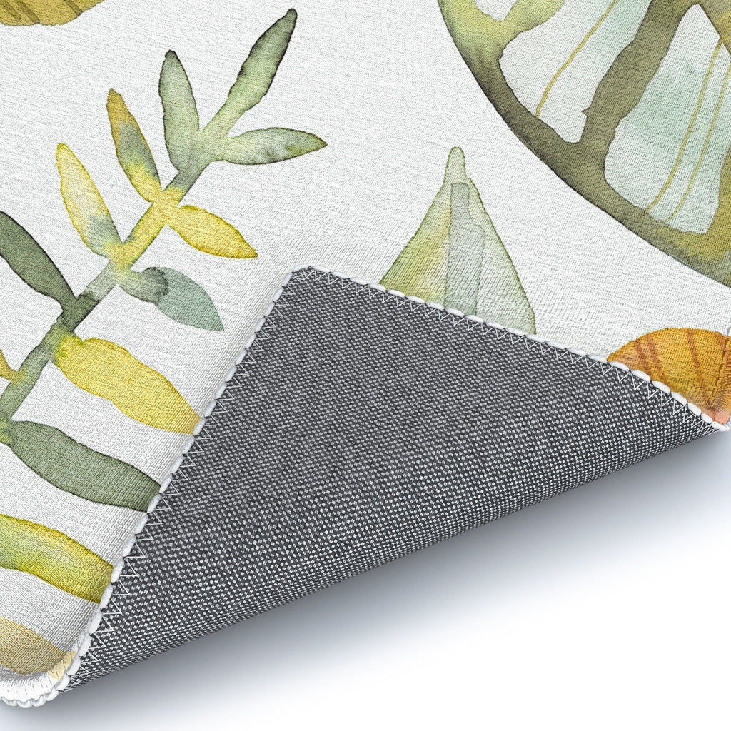 Ninola Design Botanic Retreat Tropical Jungle Leaves Botanical Green Orange Area Rug
