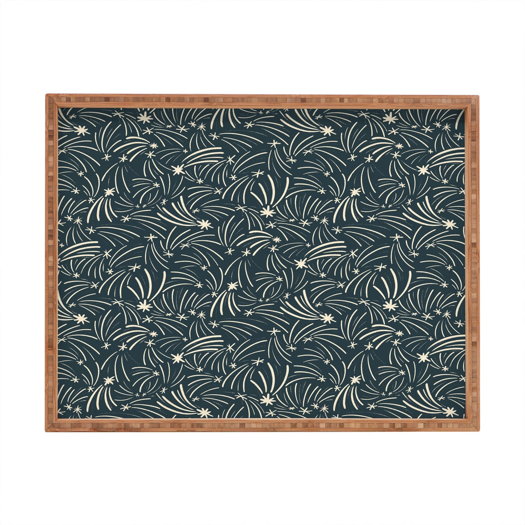 Little Om Pattern Shooting Stars blue Rectangular Tray