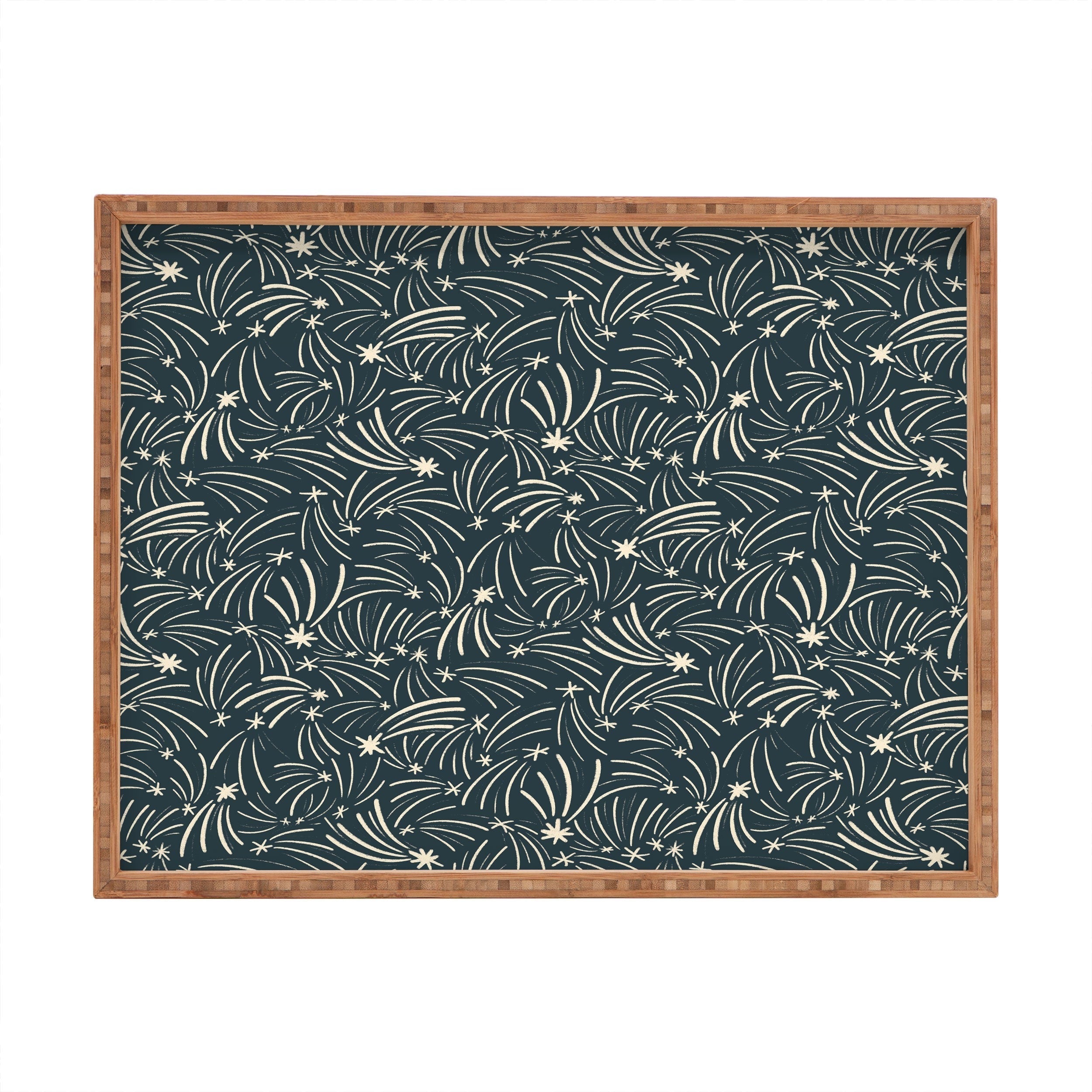 Little Om Pattern Shooting Stars blue Rectangular Tray