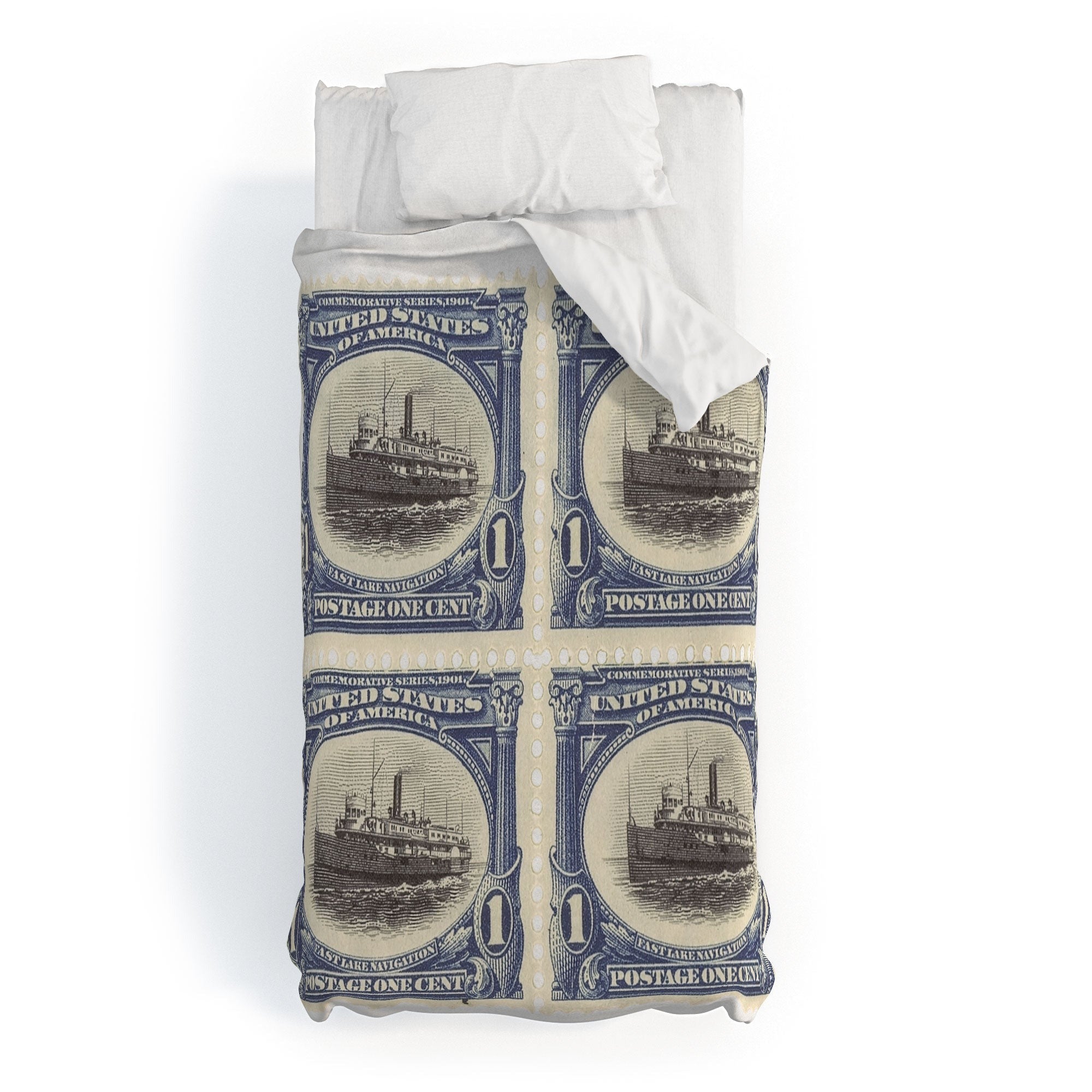 DENY Designs 1901 1c Fast Lake Navigation Stamps Duvet Cover