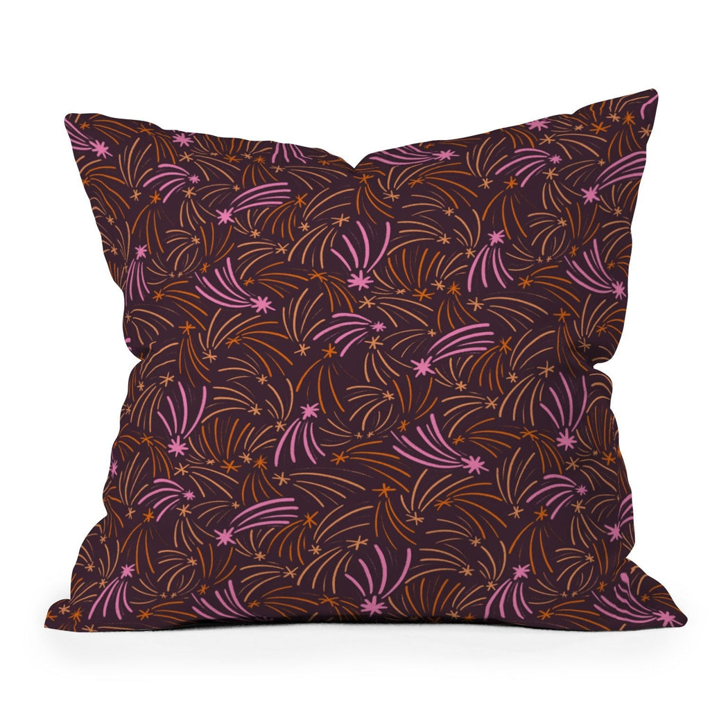 Little Om Pattern Shooting Stars plum Outdoor Throw Pillow