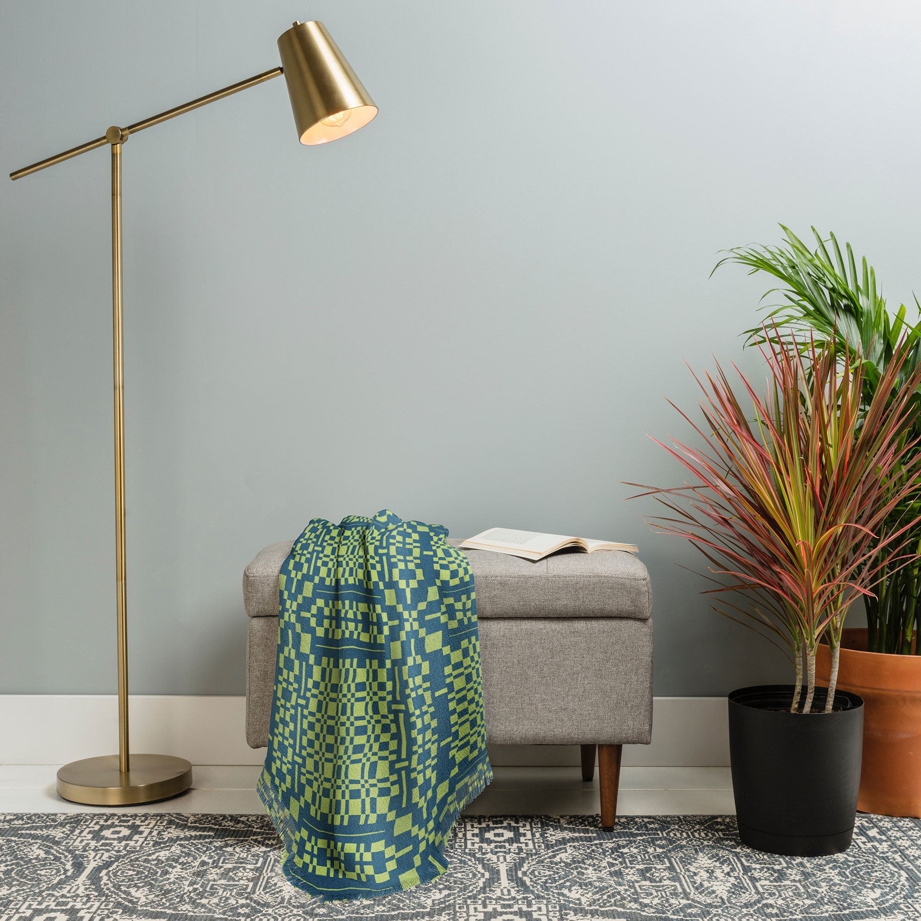 Marta Barragan Camarasa Nostalgic Grid Design Throw Blanket