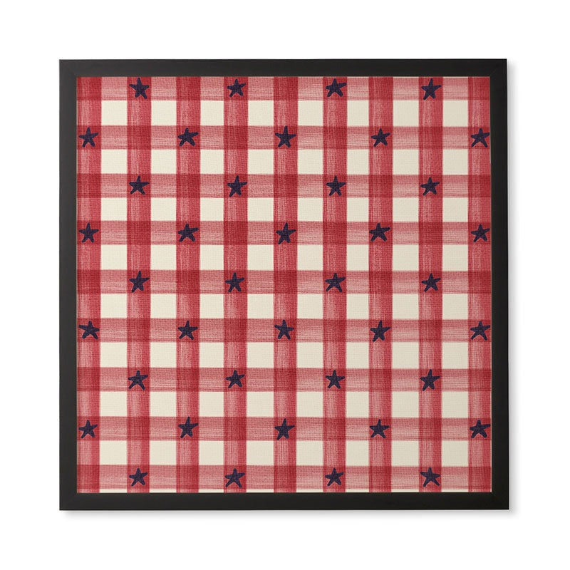 DENY Designs Red Gingham plus Stars Framed Wall Art