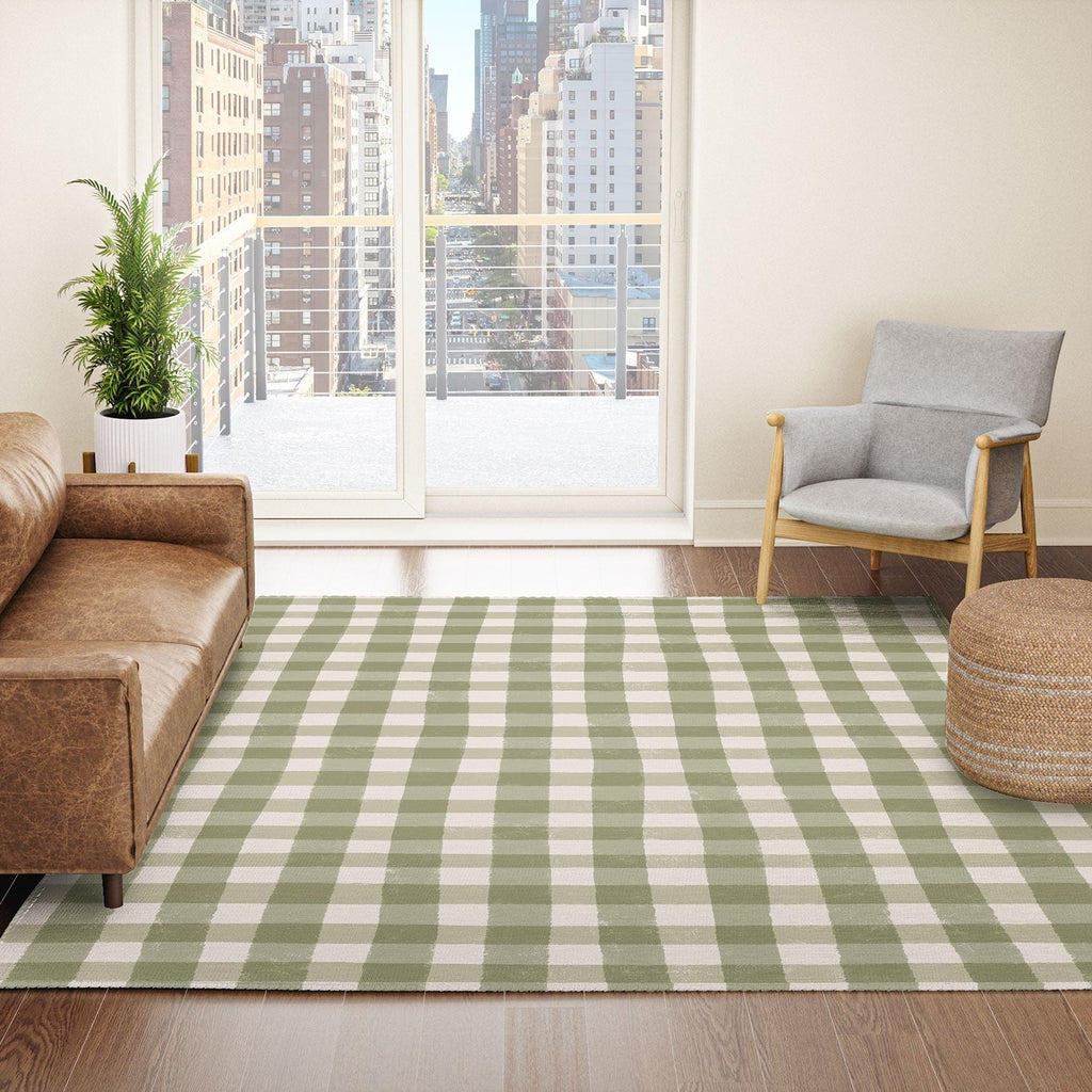 Menina Lisboa Rustic Green Plaid Area Rug