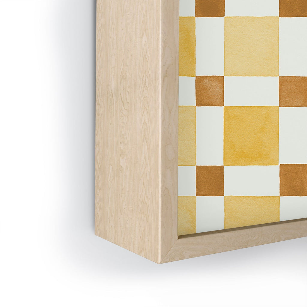 Ninola Design Everyday Artifact Checker Mosaic Tiles Geometry Yellow Framed Mini Art Print