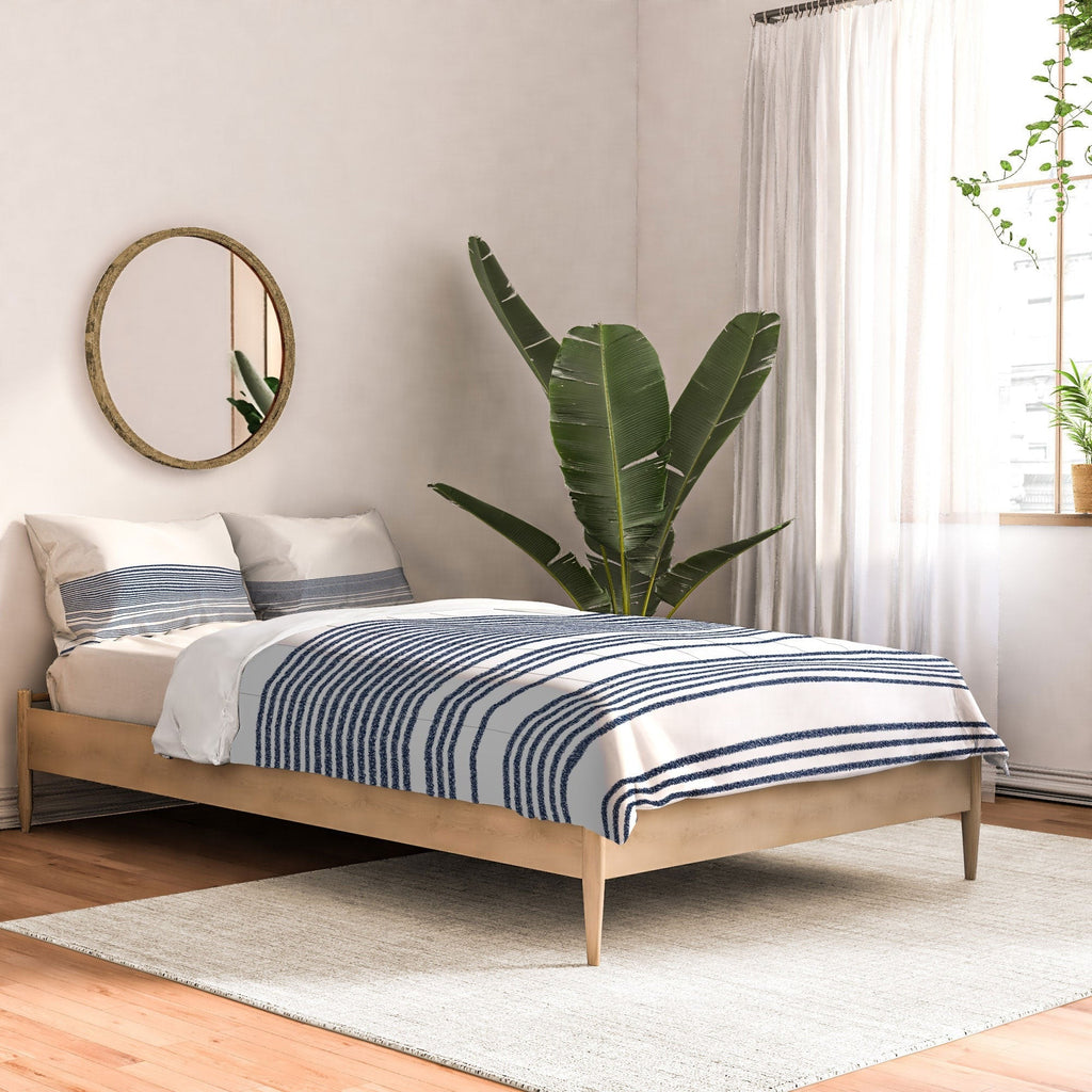 Kierkegaard Design Studio organic stripes naut navy blue and white Comforter