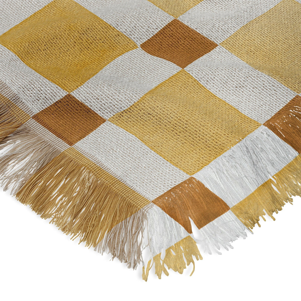 Ninola Design Everyday Artifact Checker Mosaic Tiles Geometry Yellow Throw Blanket