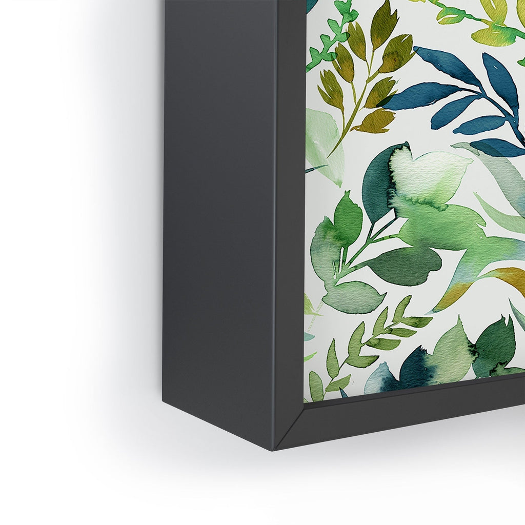 Ninola Design Botanic Retreat Loose Botanical Leaves Watercolor Green Framed Mini Art Print